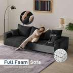 Living&Giving Boneless Couch Sectional Couch for Living Room, 113" Large Capacity Adjustable U-Shaped Modular Sofa, No Assembly Soft Corduroy Sofa Set for Bedroom, Playroom (Black)