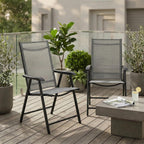 Outdoor Patio Chairs Set of 2, Gray Stackable Portable Deck Chairs for Garden, Camping and Travel, Space Saving Foldable Outdoor Dining Chairs, Weather Resistant Stackable Lawn Chairs