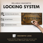 Bellewood Designs Customizable Hidden Gun Storage Wall Decor - Hidden Gun Safe with Family Name & Est Date - Magnetic Locking Concealment Shelf - Gun Concealment Furniture (Provincial)