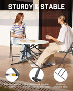FanttikOutdoor 32" Round Folding Table 4 Heights Adjustable, One-Hand Quick Lift, Instalift, Plastic Portable Indoor Outdoor Table for Parties Commercial Events, 1 Pack, Granite White Zeta O3 Pro