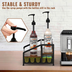 Alyoen Coffee Syrup Organizer Rack, 3-Tier Coffee Station Organizer for Countertop, Coffee Bar Organizer with 35K Cup Storage Basket, Coffee Syrup Holder Stand for Coffee Bar Accessory, Syrup - Wine