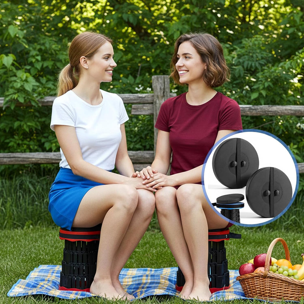 2 PCS Telescopic Stool Cushion, 9.8 Inch Retractable Folding Stool Cushions Round Memory Foam Cushions for Retractable Camping Stools with Elastic Strap for Picnics, Camping and Fishing-Only Cushion