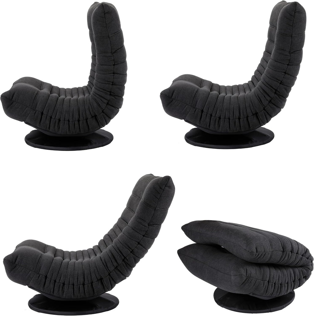 BIRDROCK HOME Swivel Floor Chair - 360 Adjustable Memory Foam Lounge Seat - Gaming - Comfortable Back Support - Cushion Dorm Rocker - Comfy for Reading Game Meditating - Fully Assembled (Charcoal)