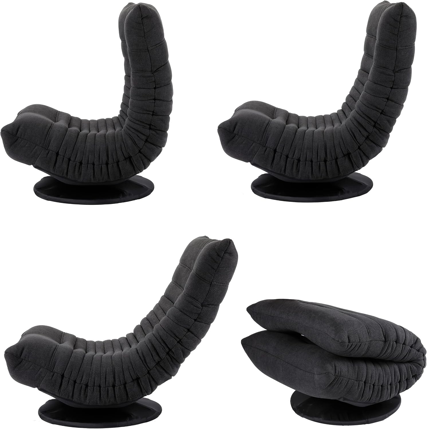 BIRDROCK HOME Swivel Floor Chair - 360 Adjustable Memory Foam Lounge Seat - Gaming - Comfortable Back Support - Cushion Dorm Rocker - Comfy for Reading Game Meditating - Fully Assembled (Charcoal)