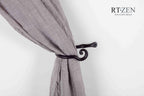 RTZEN Decorative Metal Curtain Tiebacks - Farmhouse Wrought Iron Curtain Holdbacks - Drapery Holders for Wall - Unique Metal Tie Backs for Curtains - 2 Pcs (Black Classic)