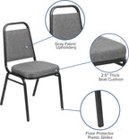 BizChair HERCULES Series Trapezoidal Back Stacking Banquet Chair with 2.5" Thick Seat in Gray Fabric - Silver Vein Frame