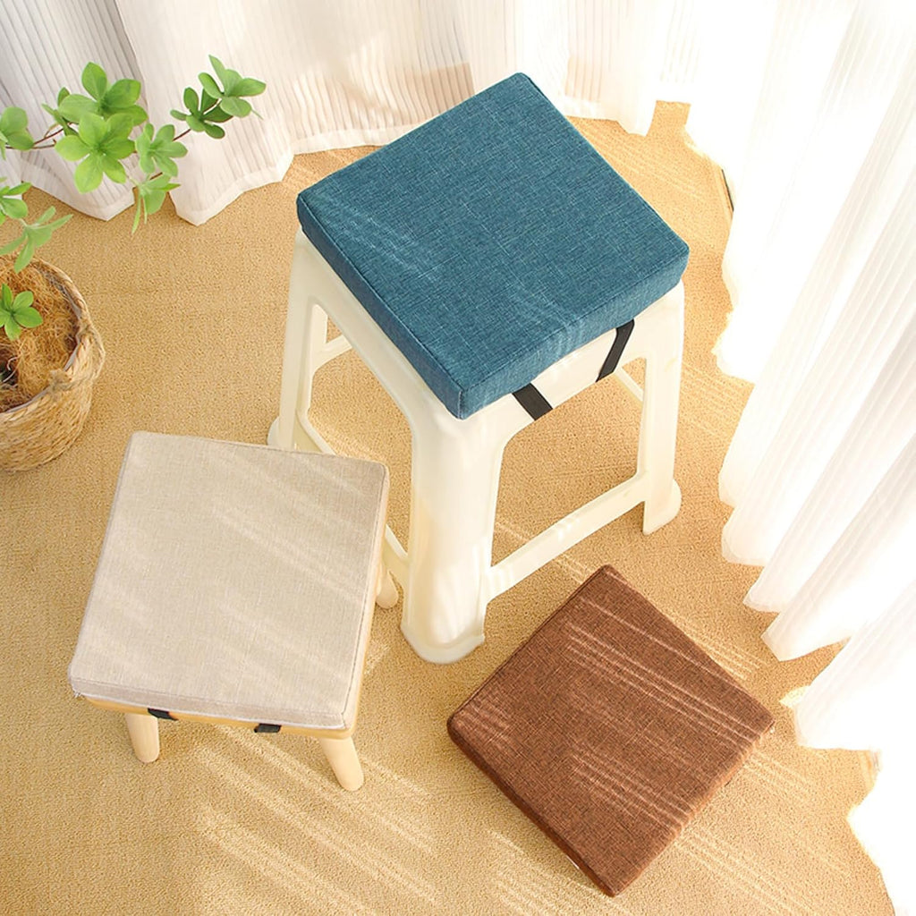 Square Chair Cushion with Ties Non Slip 16 Inch Bar Stool Cushion Cover Seat Cushions Breathable Stool Cushions Removable Cover Washable Chair Pads (Brown, 16x16x2 in)