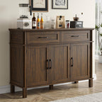 48 Inch Sideboard Buffet Cabinet with Storage, Farmhouse Coffee Bar Cabinet with 4 Drawers, Adjustable Shelves, Wood Sideboard Credenza for Kitchen, Living Room, Entryway, Brown