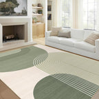 Large Area Rug 5x7 Boho Rug Living Room Bohemian Rugs Machine Washable Modern Geometric Rug Non Slip Printed Low Pile Indoor Floor Carpet for Dining Room Bedroom Office,Green