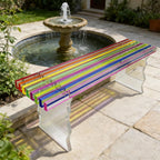 Acrylic Rainbow Color Storage Bench, Patio Bench, Suitable for Terraces, Balconies, Foyer, and Front Porches, Capable of Carrying 440 Lbs(35x23x22cm/14x9x9in)