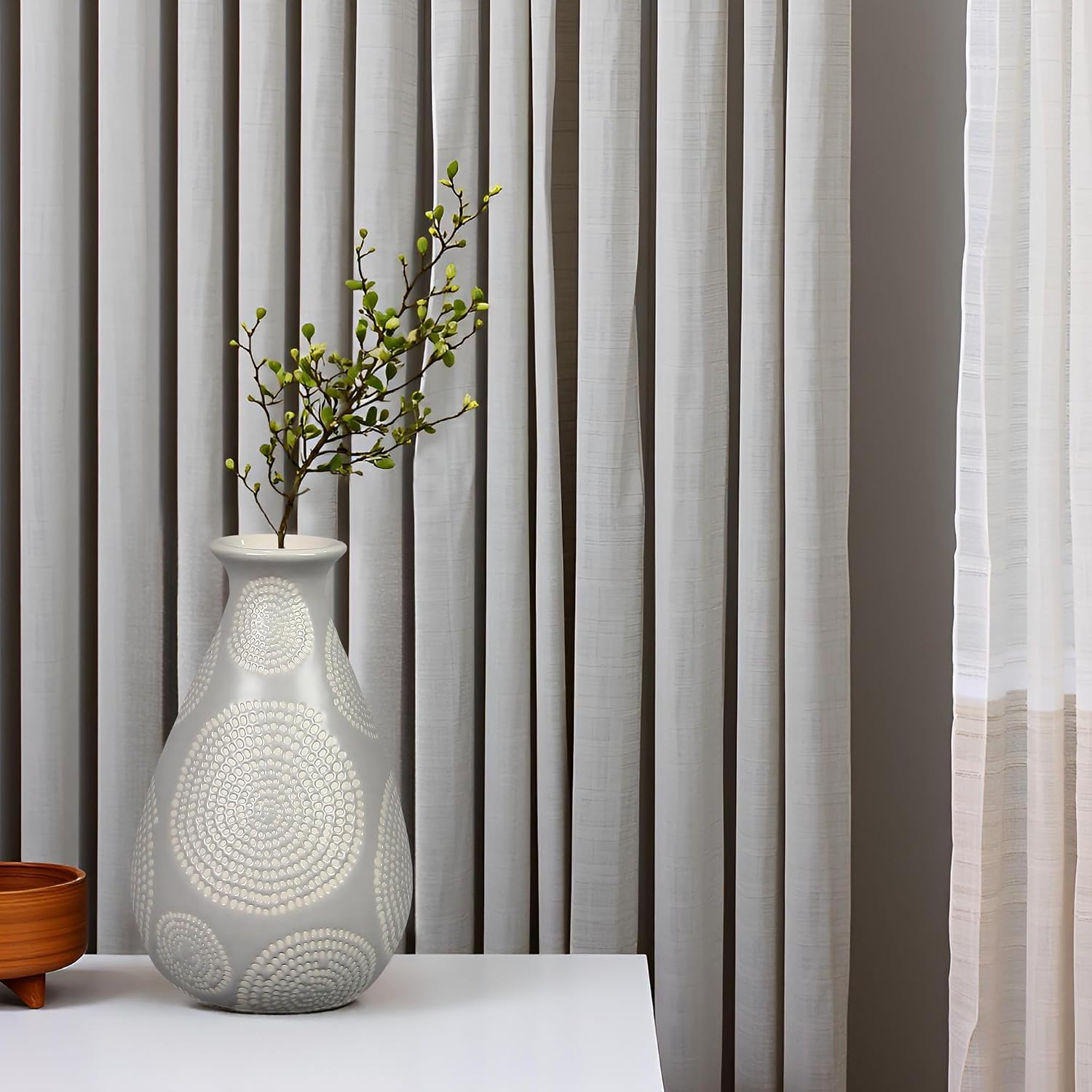 Young's Inc Stoneware Round Tabletop Vase – Modern Artistic Decorative Sphere, Abstract Home Accent for Tables, Shelves & Gifting, 5.9” Tall