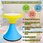 AOBOTE Kids Wobble Swivel Stool, 15.7" Height Wiggle Stool for Ages 6+, 360° Rotatable Active Learning Chair, Flexible Seating for Classroom & Home, Improves Posture & Focus, Blue