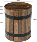 Tribesigns Barrel Side Table with Hidden Storage, 19.68" Farmhouse Round Rustic Wood End Table with Removable Lid, 24" Tall Sofa Side Bedside Nightstand for Living Room (1 PCS)