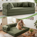 Sofa Bed, 79" Convertible Sleeper Sofa with Pull Out Bed, 5-in-1 Folding Corduroy Futon Couch, Modular Loveseat Sofa Bed for Living Room, Bedroom & Apartment, Green