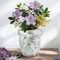 Enra 7.8" Blue and White Ceramic Vase with Double Handles – Handcrafted Chinoiserie Floral Vase, Decorative Vase for Living Room Centerpiece, Bookshelf & Office