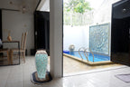 Floor Vase, 24 Inch Mosaic Vase – Tall Cylinder Made of Terracotta with Sky Blue and Teal Glass Mosaic Pieces – Handcrafted Decorative Home Décor Accent Piece for Bedroom, Living Room, Office