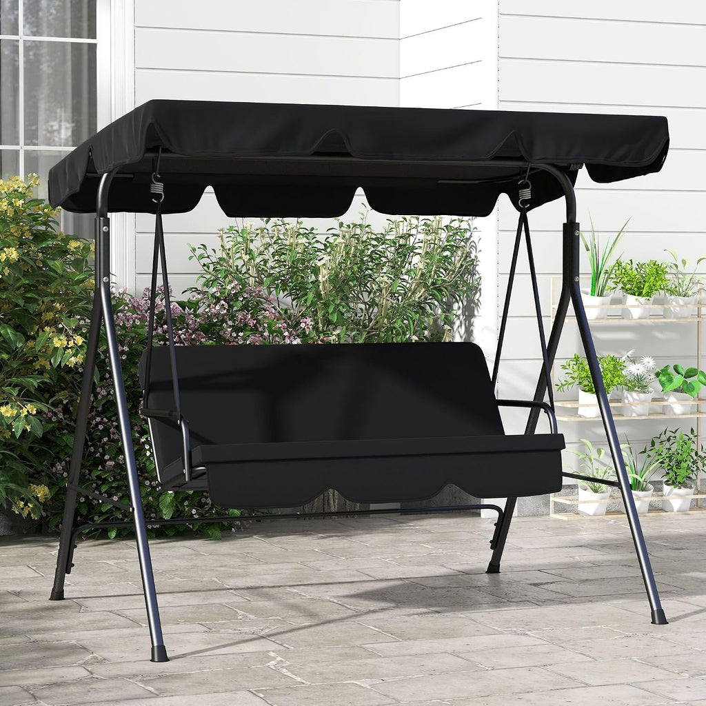 3 Person Outdoor Porch Swing with Canopy
