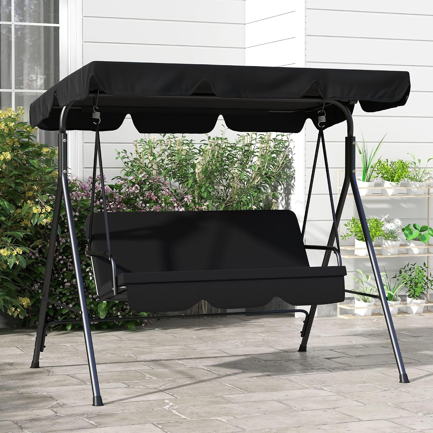 3 Person Outdoor Porch Swing with Canopy