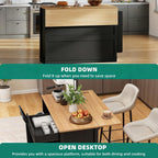 YITAHOME 50 Inch Rolling Kitchen Island with Trash Can Storage, Portable Mobile Islands Table with Drop Leaf, Floating Kitchen Butcher Block Cart on Wheels, Fits 13 Gallon Garbage Bin, Black