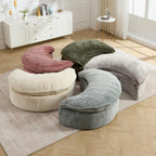 Round Oversized Lounge Chair with Ottoman - Cloud Comfy Boneless Sofa Chair for Living Room Relaxation (Olive Green, Chair and Ottoman)