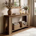 LITTLE TREE Long Entryway Table, 63-Inch Narrow Farmhouse Console Sofa Table for Behind Couch, Hallway, Entry Way, Entrance, Foyer, Living Room with 2-Tier Shelves, Vintage Brown
