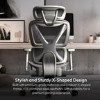 ThunderX3 XTC Ergonomic Office Chair, for Adults Gaming Chair, High Back Desk Chair, Synchronous Tilt, Self-Adjusting Lumbar Support and Backrest, Adjustable Headrest, Breathable Mesh, Grey