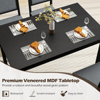 Giantex 5-Piece Dining Table Set for 4, Wooden Kitchen Table and Chairs with Solid Rubber Wood Legs, Padded Seat & Backrest, Space Saving Dinette Set for Home Dining Living Room, Breakfast Nook