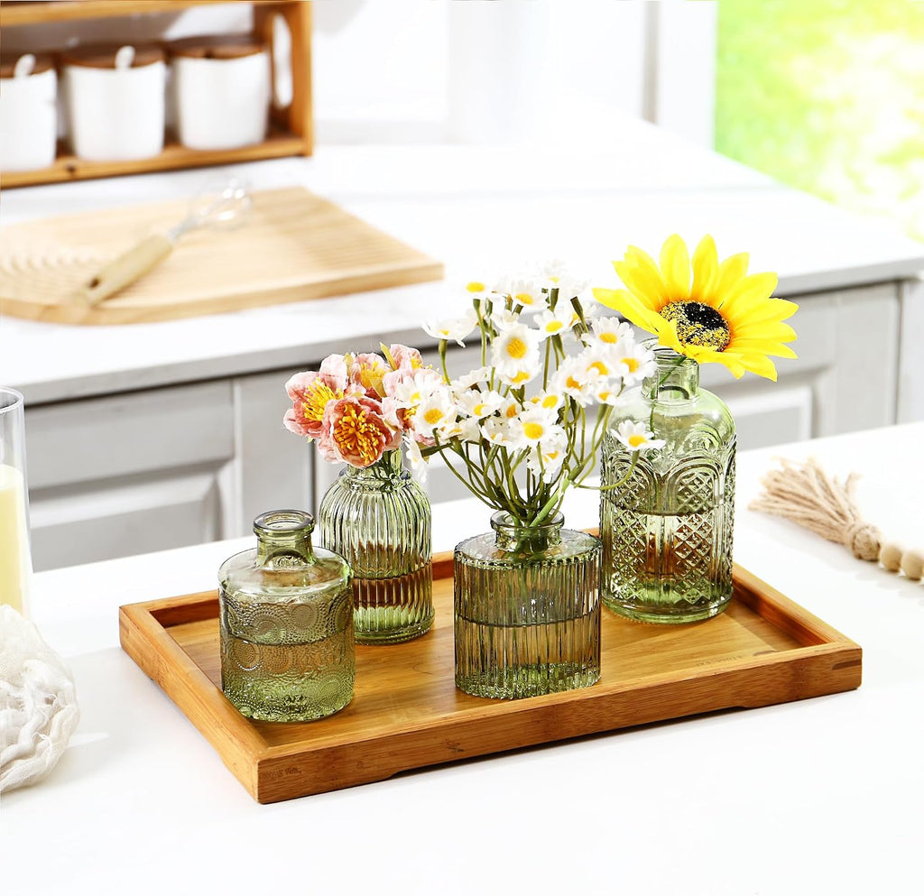 Glass Bud Vases Set of 48, Green Small Vases for Centerpieces, Small Glass Vase for Flowers, Vintage Bud Vase in Bulk for Wedding, Party, Events, Reception, Home Decor