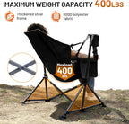 TIMBER RIDGE Hammock Camping Chair, Oversized Swinging Hammock Chair with Adjustable Back and Seat for Outdoor Lawn, Sports, Supports 400lbs, Black