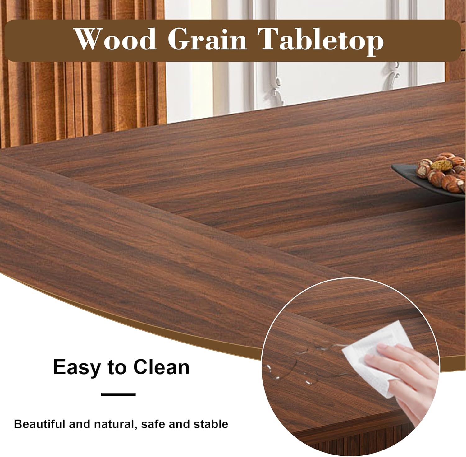 79" Wood Dining Table, Walnut Brown Wood Grain