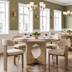 Tribesigns 47" Round Dining Table for 4-6, Circle Wooden Farmhouse Kitchen Table with Pedestal Base, Dinner Table for Kitchen, Living Room, Apartment, Easy Assembly, Rustic Brown