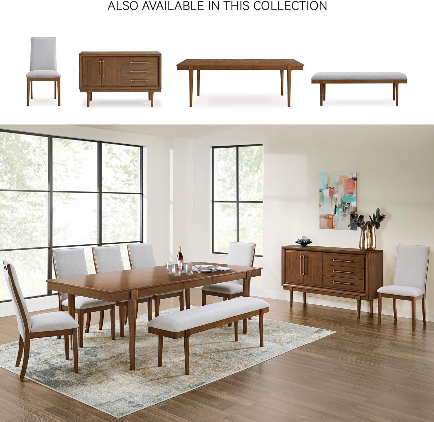 Signature Design by Ashley Lyncott 59" Upholstered Solid Wood Frame Dining Bench, Gray/Brown