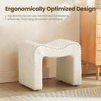 Ottoman Vanity Stool Chair Small Footstool Seating Backless Modern Foot Rest Teddy Velvet Ottoman for Makeup Room Living Room Bedroom Entryway,White (Single 1)