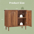Bifins 94.5” Fluted Sideboard Buffet Cabinet with Storage,Mid Century Modern Long Wood Storage Cabinet with Arched Profile for Dining Room Kitchen Living Room