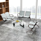 kinbor 2-Seat Waiting Room Chairs with Arms - Set of 3 Modern Reception Bench for Airport, Hospital, Office Lobby - Breathable Mesh & Durable Steel Waiting Area Furniture (Gray)