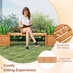 Planter Box Bench Outdoor, Wood Patio Bench with 2 Wood Planter Boxes, Raised Plant Container Garden Bench for Outdoor, Patio, Yard, Deck & Balcony