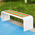 Outdoor Bench Weatherproof Clearance Garden Porch Bench Curved Backless Natural Design with Oiled Finish Never Deformation or Fade for Porch Pool Garden Lawn(Color White,120cm/47in)