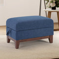 HAOMARKETS Storage Ottoman with Flip-Top Table, Upholstered Soft Fabric Footrest with Storage Space, Stylish Coffee Table with Solid Wood Legs for Living Room, Bedroon,Blue