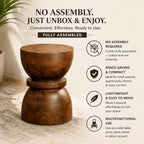 YESWOOD Round End Table, Mid Century Modern Side Table, Circle Bedside Tables Drink Table Mango Wood Nightstand for Small Spaces, Living Room