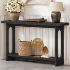 Black Console Table, 55‘’ Wood Entryway Table Narrow Sofa Tables Hallway Tables for Living Room, Entryway, Foyer