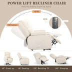 Heavy Duty Power Lift Recliner Chair for Elderly, 400lbs Capacity Massage and Heat Recliner, Soft Corduroy 160° Reclining Electric Stand Up Chair, USB & Type-C, Memory Foam, Cup Holders
