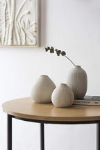 Creative Co-Op White Stoneware Vases with Textured Black Polka Dots (Set of 3 Sizes)