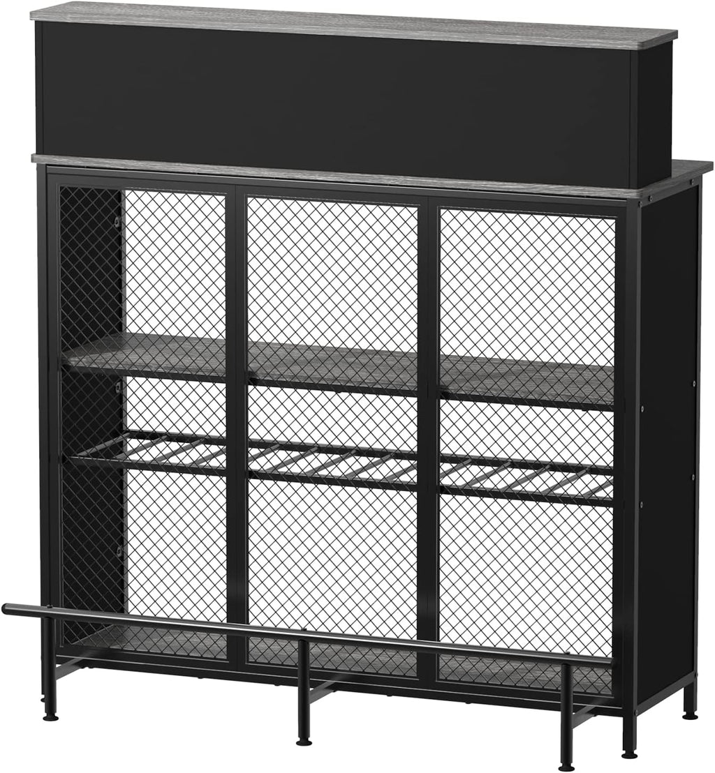 GDLF Home Bar Unit Mini Bar Liquor Cabinet with Storage and Footrest for Home Kitchen Pub (Grey)