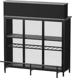 GDLF Home Bar Unit Mini Bar Liquor Cabinet with Storage and Footrest for Home Kitchen Pub (Grey)