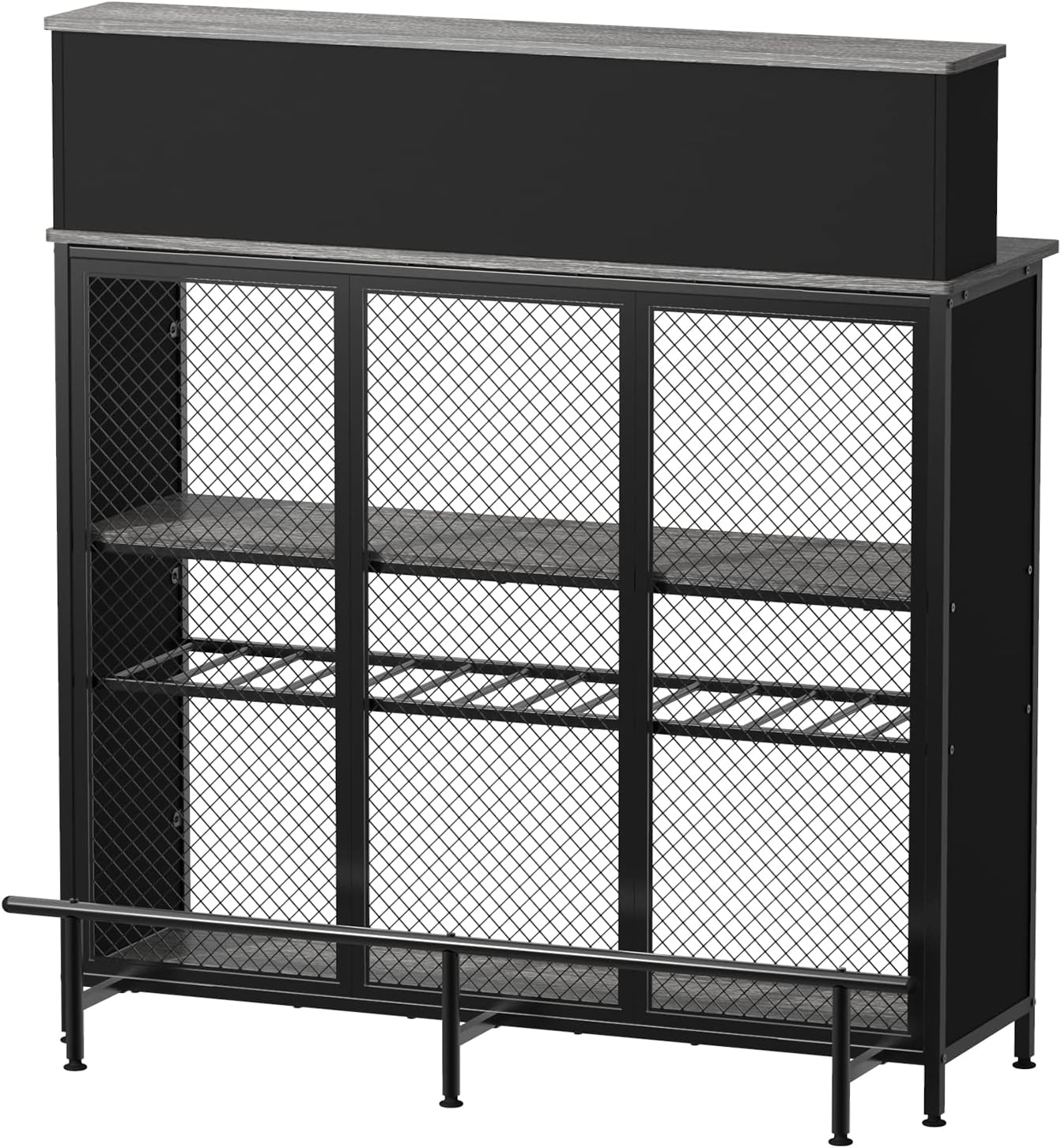 GDLF Home Bar Unit Mini Bar Liquor Cabinet with Storage and Footrest for Home Kitchen Pub (Grey)