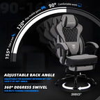 Vonesse Gaming Chair, Reclining Fabric Gaming Chairs for Adults 250LBS, Office Chair with Pocket Spring Cushion, Computer Chair with Footrest and Massage Lumbar Support (Grey)