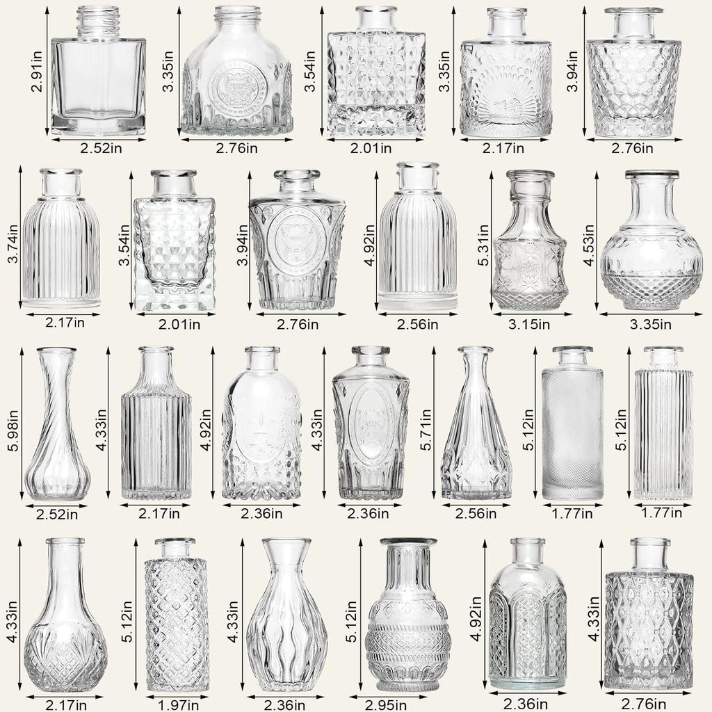 Arme Glass Bud Vase Set of 60 Pcs, Small Clear Glass Bud Vases in Bulk for Flowers, Rustic Wedding Centerpieces and Vintage Decorations, Perfect for Home, Table and Events with Elegant Design