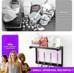 Heavy Duty Broom Holder Wall Mount with Cleaning Supplies Organizer, Space-Saving Laundry Room Organization and Storage Shelves, All-Metal Mop Hanger Broom Rack with Hooks, Garage Organizer Shelf