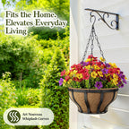 VOXOR Artificial Hanging Flowers with Hanging Baskets for Outdoors, 12 Inch Metal Hanging Planter with 12 Bundles UV Resistant Fake Flowers, Faux Hanging Plants for Porch Patio Garden Balcony Decor