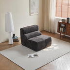 Fireside Chair, Modern Comfy Raindrop Velvet Fabric Bean Bag Chairs, Upholstered Lazy Floor Sofa Relaxing Lounge, Single Armless Lazy Chair for Living Room, Bedroom, Office, Grey